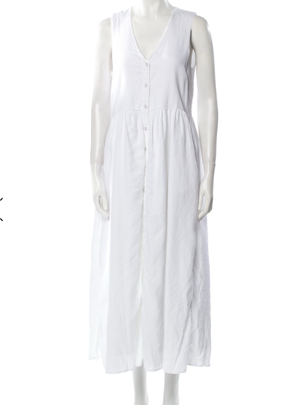DISSH White Sleeveless Button-Front Midi Dress